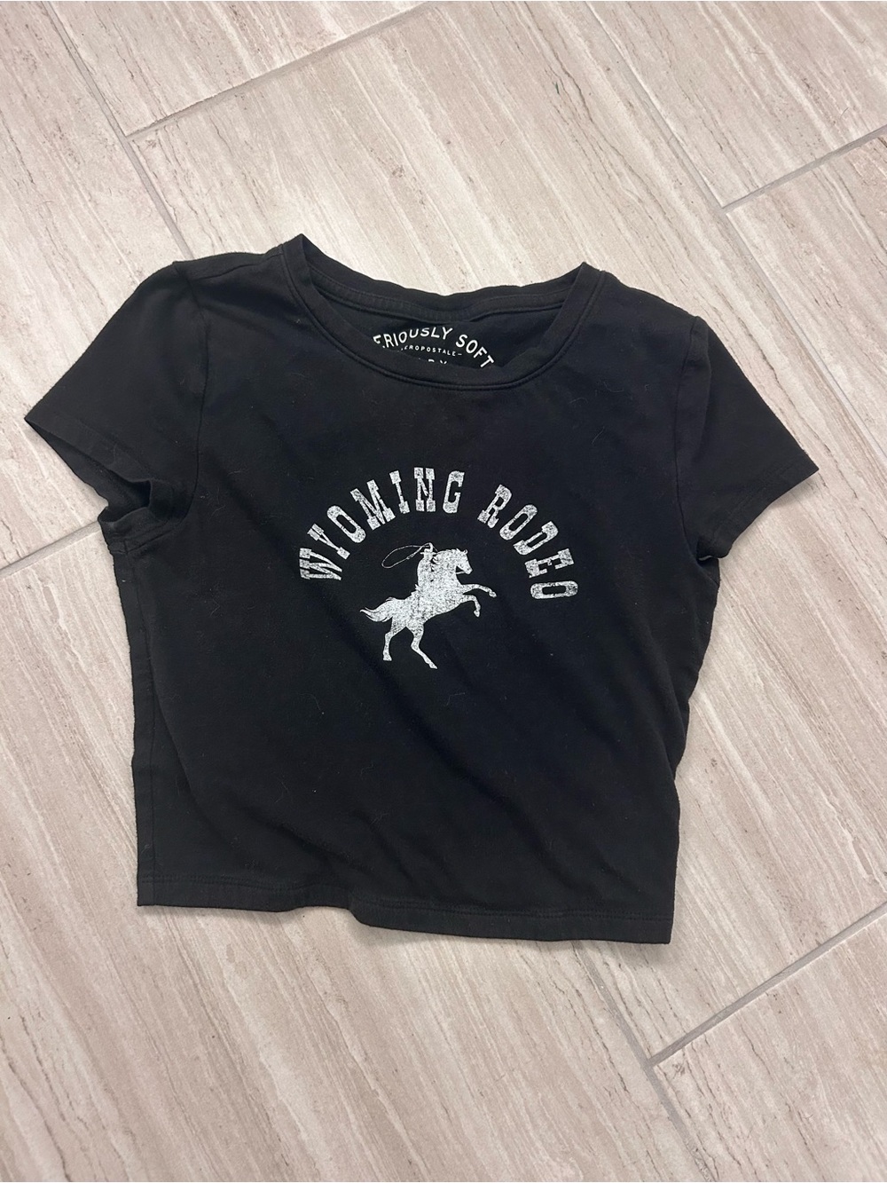 Aeropostale Black Wyoming Rodeo Graphic Tee young teen sz xs